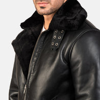 Francis B-3 Black Leather Bomber Jacket by Dash Racegear - men Jacket view 6