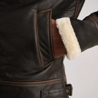 Francis B-3 Brown & Cream Leather Bomber Jacket by Dash Racegear - men Jacket view 6