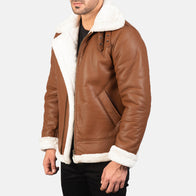 Francis B-3 Brown Leather Bomber Jacket by Dash Racegear - men Jacket view 2