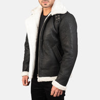 Francis B-3 Distressed Black Leather Bomber Jacket by Dash Racegear - men Jacket view 2