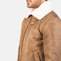 Francis B-3 Distressed Brown Leather Bomber Jacket by Dash Racegear - men Jacket view 6