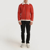 Francis B-3 Red Leather Bomber Jacket by Dash Racegear - men Jacket view 3