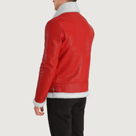 Francis B-3 Red Leather Bomber Jacket by Dash Racegear - men Jacket view 5