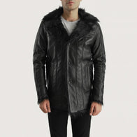 Furcliff Black Leather Coat by Dash Racegear - men Jacket view 1