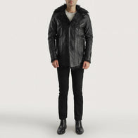 Furcliff Black Leather Coat by Dash Racegear - men Jacket view 4