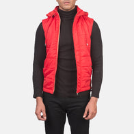 Fuston Red Hooded Puffer Vest by Dash Racegear - men Jacket view 1