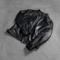 Gatsby Black Leather Biker Jacket by Dash Racegear - men Jacket view 8