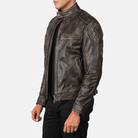 Gatsby Distressed Brown Leather Jacket by Dash Racegear - men Jacket view 2