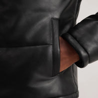 Gordon Black Hooded Leather Puffer Jacket by Dash Racegear - men Jacket view 6