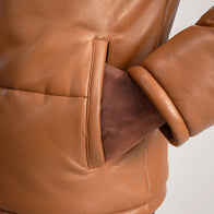 Gordon Tan Hooded Leather Puffer Jacket by Dash Racegear - men Jacket view 6