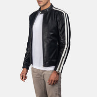 Hank Black Leather Biker Jacket by Dash Racegear - men Jacket view 2