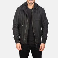 Hanklin Ma-1 Black Hooded Bomber Jacket by Dash Racegear - men Jacket view 1