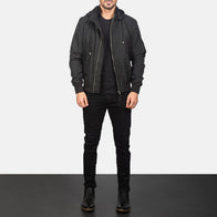 Hanklin Ma-1 Black Hooded Bomber Jacket by Dash Racegear - men Jacket view 3