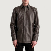 Haven Brown Leather Shirt by Dash Racegear - men Jacket view 3