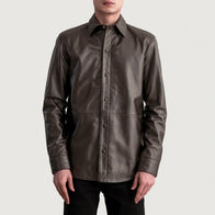 Haven Brown Leather Shirt by Dash Racegear - men Jacket view 3