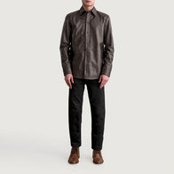 Haven Brown Leather Shirt by Dash Racegear - men Jacket view 4