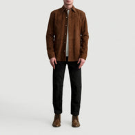 Haven Brown Suede Leather Shirt by Dash Racegear - men Jacket view 4