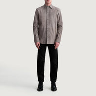 Haven Grey Suede Leather Shirt by Dash Racegear - men Jacket view 4