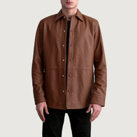 Haven Matte Brown Leather Shirt by Dash Racegear - men Jacket view 1