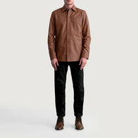 Haven Matte Brown Leather Shirt by Dash Racegear - men Jacket view 4
