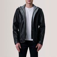 Henrik Black Leather Cafe Racer Jacket by Dash Racegear - men Jacket view 1