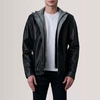 Henrik Black Leather Cafe Racer Jacket by Dash Racegear - men Jacket view 1