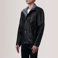Henrik Black Leather Cafe Racer Jacket by Dash Racegear - men Jacket view 3