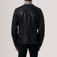 Henrik Black Leather Cafe Racer Jacket by Dash Racegear - men Jacket view 4