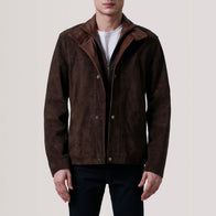 Henrik Brown Suede Cafe Racer Jacket by Dash Racegear - men Jacket view 4