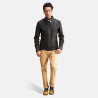 Henry Quilted Black Leather Jacket by Dash Racegear - men Jacket view 3