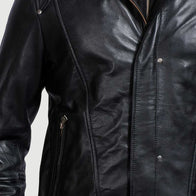 Highschool Black Hooded Leather Jacket by Dash Racegear - men Jacket view 6