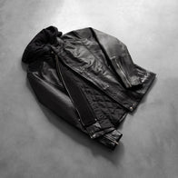 Highschool Black Hooded Leather Jacket by Dash Racegear - men Jacket view 7