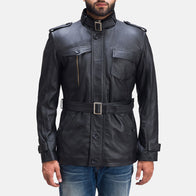 Hunter Black Leather Jacket by Dash Racegear - men Jacket view 1