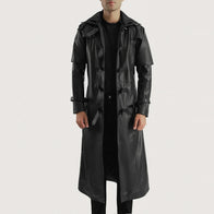 Huntsman Black Hooded Leather Trench Coat by Dash Racegear - men Jacket view 1
