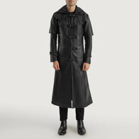 Huntsman Black Hooded Leather Trench Coat by Dash Racegear - men Jacket view 3