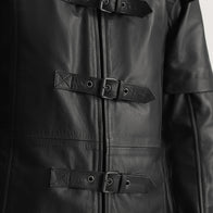 Huntsman Black Hooded Leather Trench Coat by Dash Racegear - men Jacket view 6