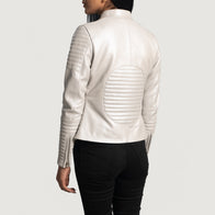 Ice Maiden Silver Quilted Leather Biker Jacket by Dash Racegear - women Jacket view 5