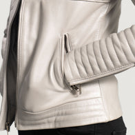 Ice Maiden Silver Quilted Leather Biker Jacket by Dash Racegear - women Jacket view 6