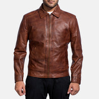 Inferno Brown Leather Jacket by Dash Racegear - men Jacket view 1