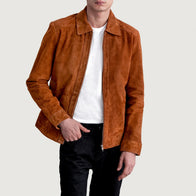 Inferno Brown Suede Leather Jacket by Dash Racegear - men Jacket view 1
