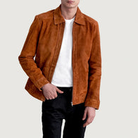 Inferno Brown Suede Leather Jacket by Dash Racegear - men Jacket view 1