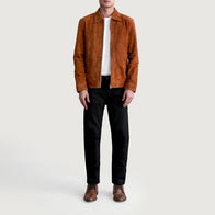 Inferno Brown Suede Leather Jacket by Dash Racegear - men Jacket view 4