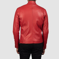 Ionic Red Leather Biker Jacket by Dash Racegear - men Jacket view 6
