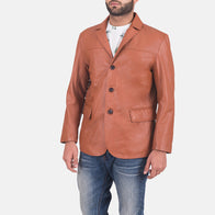 James Tan Brown Leather Blazer by Dash Racegear - men Jacket view 2