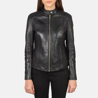 Kelsee Black Leather Biker Jacket by Dash Racegear - women Jacket view 3
