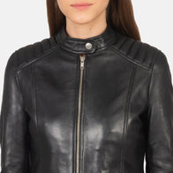 Kelsee Black Leather Biker Jacket by Dash Racegear - women Jacket view 6