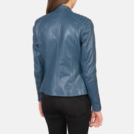 Kelsee Blue Leather Biker Jacket by Dash Racegear - women Jacket view 5