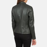 Kelsee Green Leather Biker Jacket by Dash Racegear - women Jacket view 5