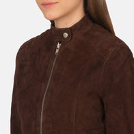 Kelsee Mocha Suede Biker Jacket by Dash Racegear - women Jacket view 6