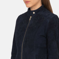Kelsee Navy Blue Suede Biker Jacket by Dash Racegear - women Jacket view 6